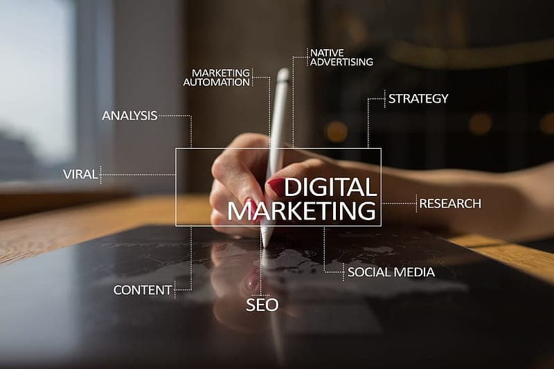 Abstract digital marketing and SEO concept